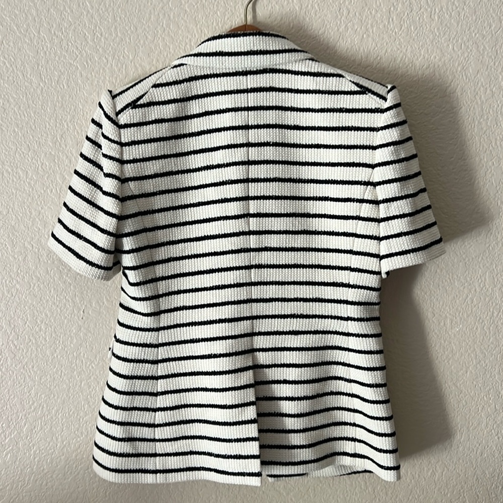 Veronica Beard Jenny Blazer Stripe Short Sleeve Cotton Blend Dickey Jacket sz 6 - Picture 8 of 16